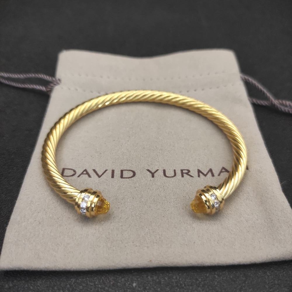 David Yurman Gold Cable Citrine Cuff - 100% Authentic - Picture 5 of 6